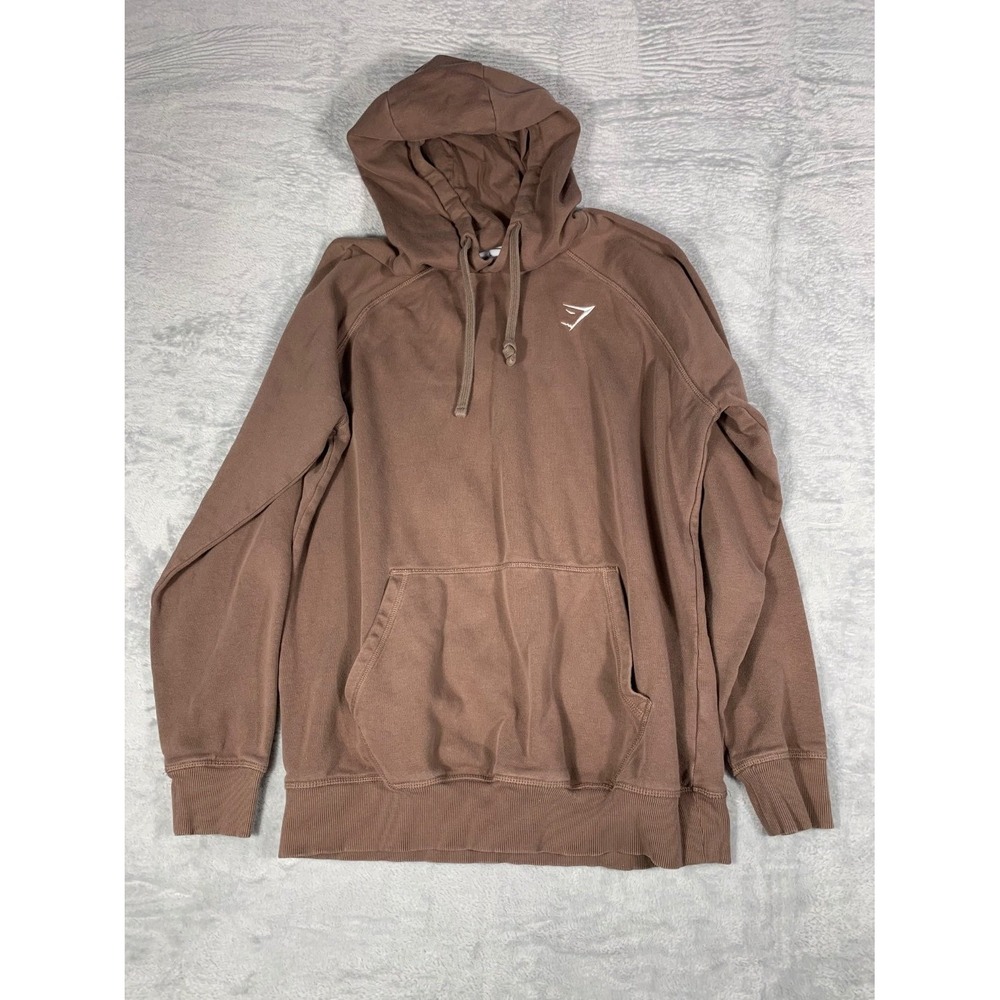 Gymshark Essential Hoodie Men's L Brown Drawstring Hood Pullover Men Size Large